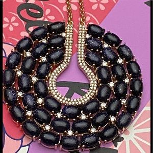 Hespera - Black Keyhole Pendant Necklace- Black Moonstone In Rose Gold-Brand New